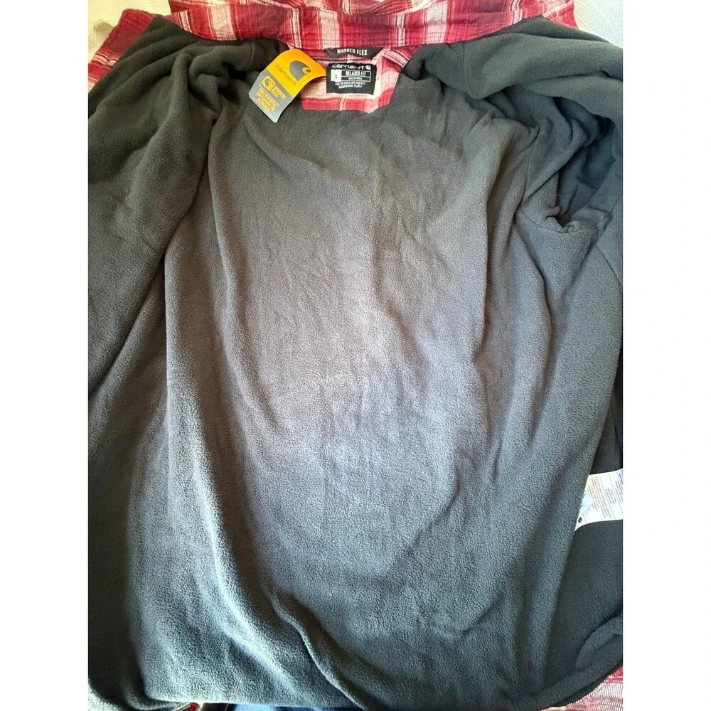 Carhartt Rugged Flex Fleece Lined Flannel Shirt Jacket Men's L Plaid NWT